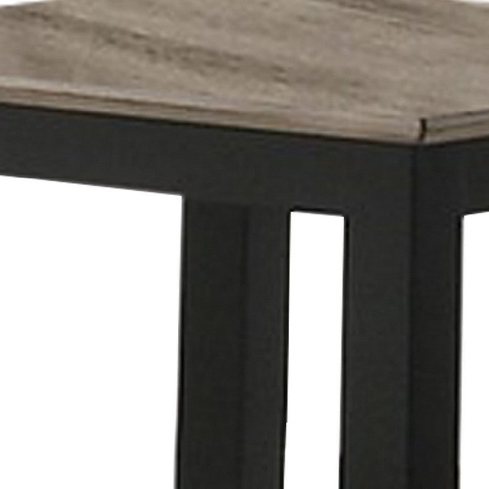 Wooden End Table with One Open Shelf, Black and Gray - BM233171