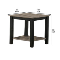Wooden End Table with One Open Shelf, Black and Gray - BM233171