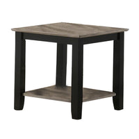Wooden End Table with One Open Shelf, Black and Gray - BM233171