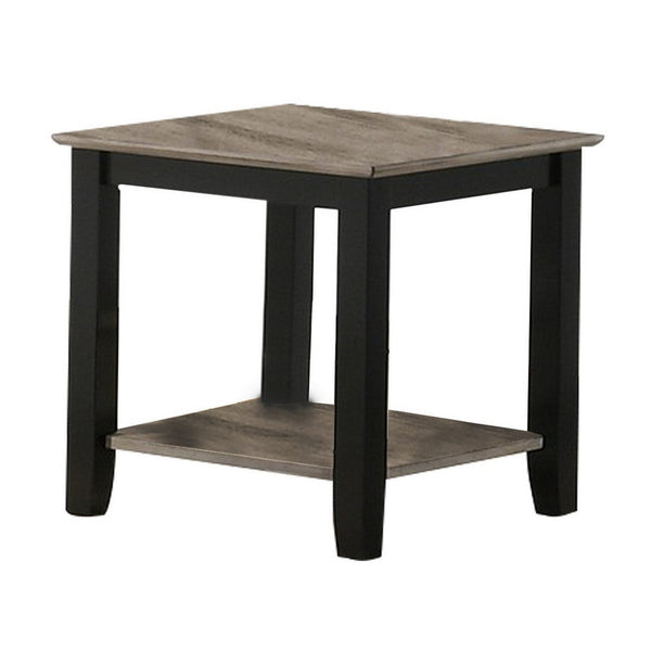 Wooden End Table with One Open Shelf, Black and Gray - BM233171