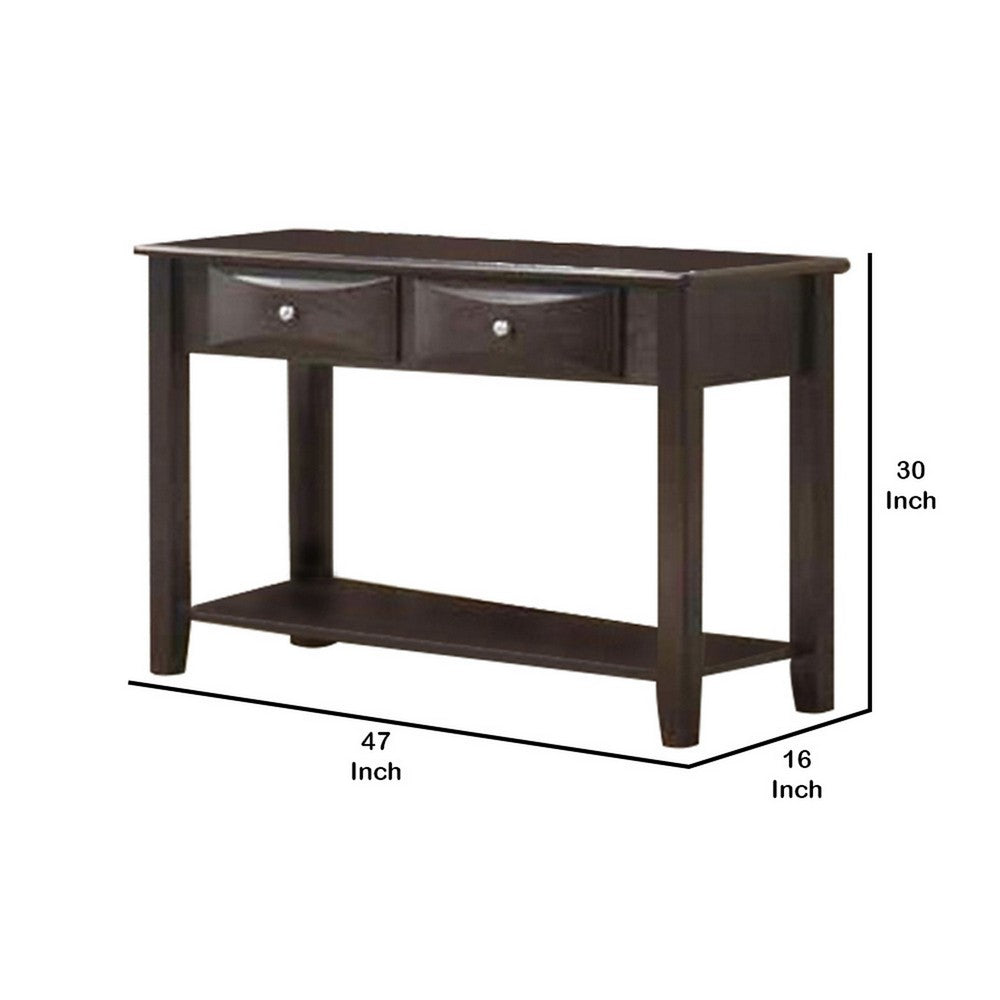 Wooden Console Table with 2 Spacious Drawers, Brown - BM233172