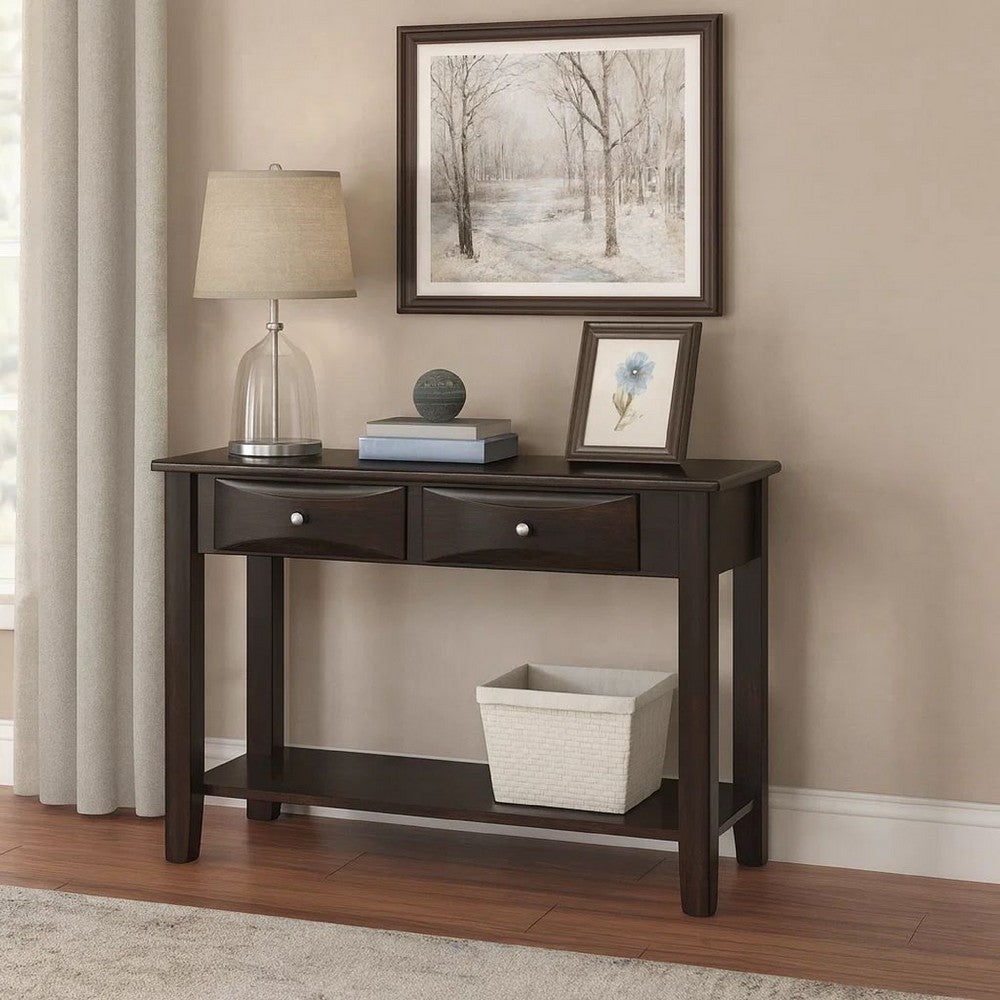 Wooden Console Table with 2 Spacious Drawers, Brown - BM233172