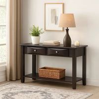 Wooden Console Table with 2 Spacious Drawers, Brown - BM233172