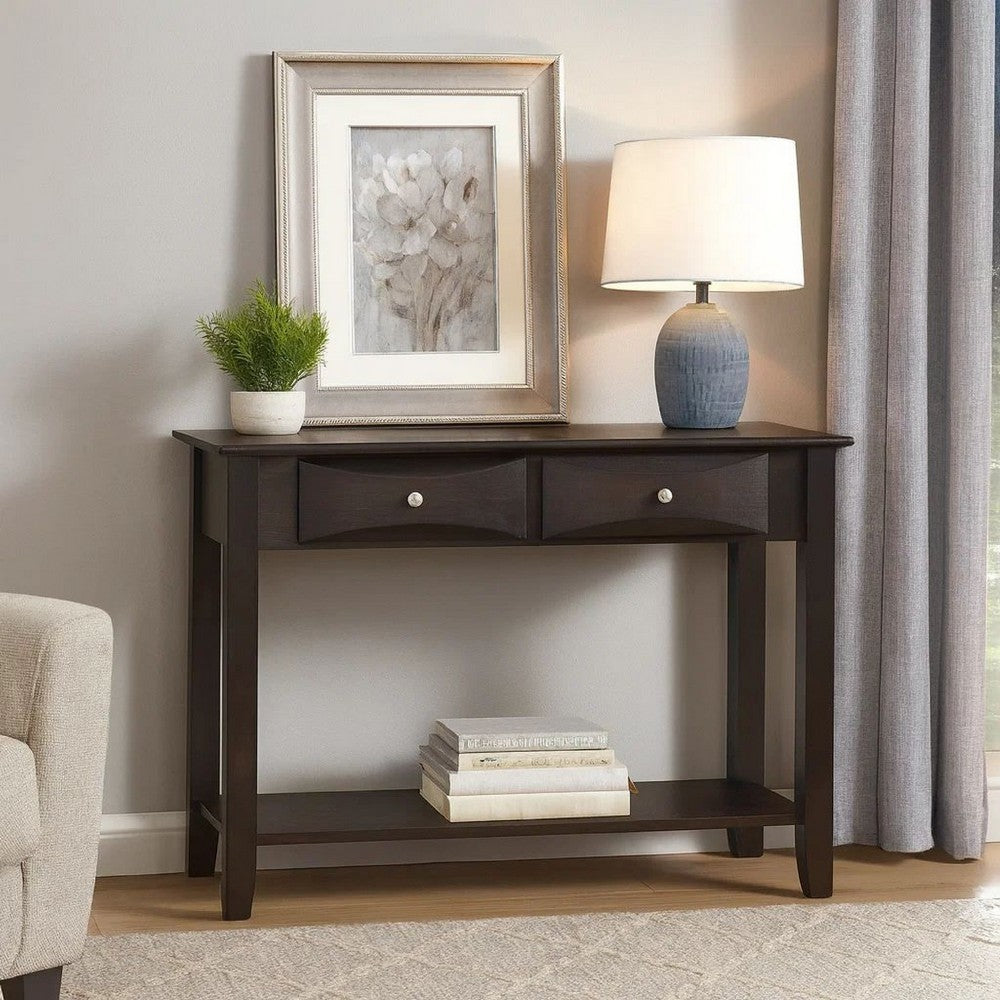 Wooden Console Table with 2 Spacious Drawers, Brown - BM233172