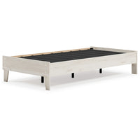 Wooden Twin Platform Bed with Grains, Off White - BM233200