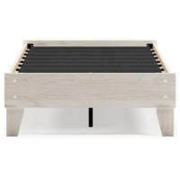 Wooden Twin Platform Bed with Grains, Off White - BM233200