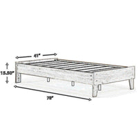 Wooden Twin Platform Bed with Grains, Off White - BM233200