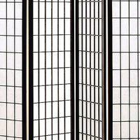 4 Panel Foldable Wooden Frame Room Divider with Grid Design, Black - BM233241