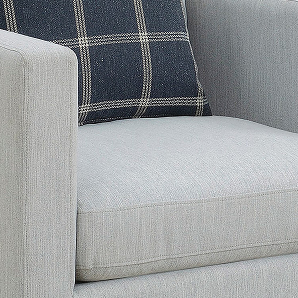 Fabric Upholstered Arm Chair with Reversible Cushions and Pillows, Gray  - BM233245