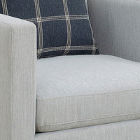 Fabric Upholstered Arm Chair with Reversible Cushions and Pillows, Gray  - BM233245