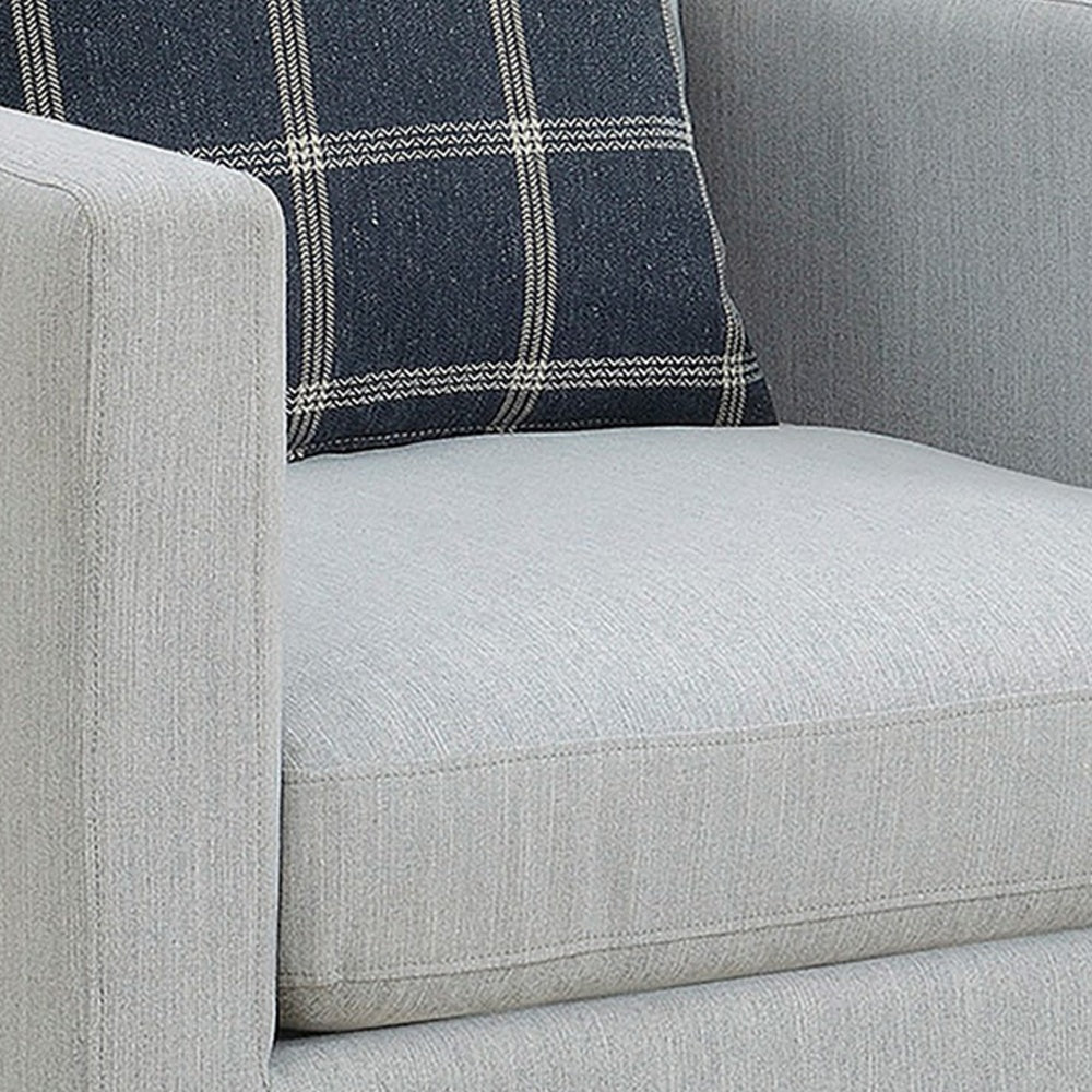 Fabric Upholstered Arm Chair with Reversible Cushions and Pillows, Gray  - BM233245