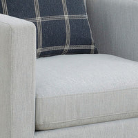 Fabric Upholstered Arm Chair with Reversible Cushions and Pillows, Gray  - BM233245
