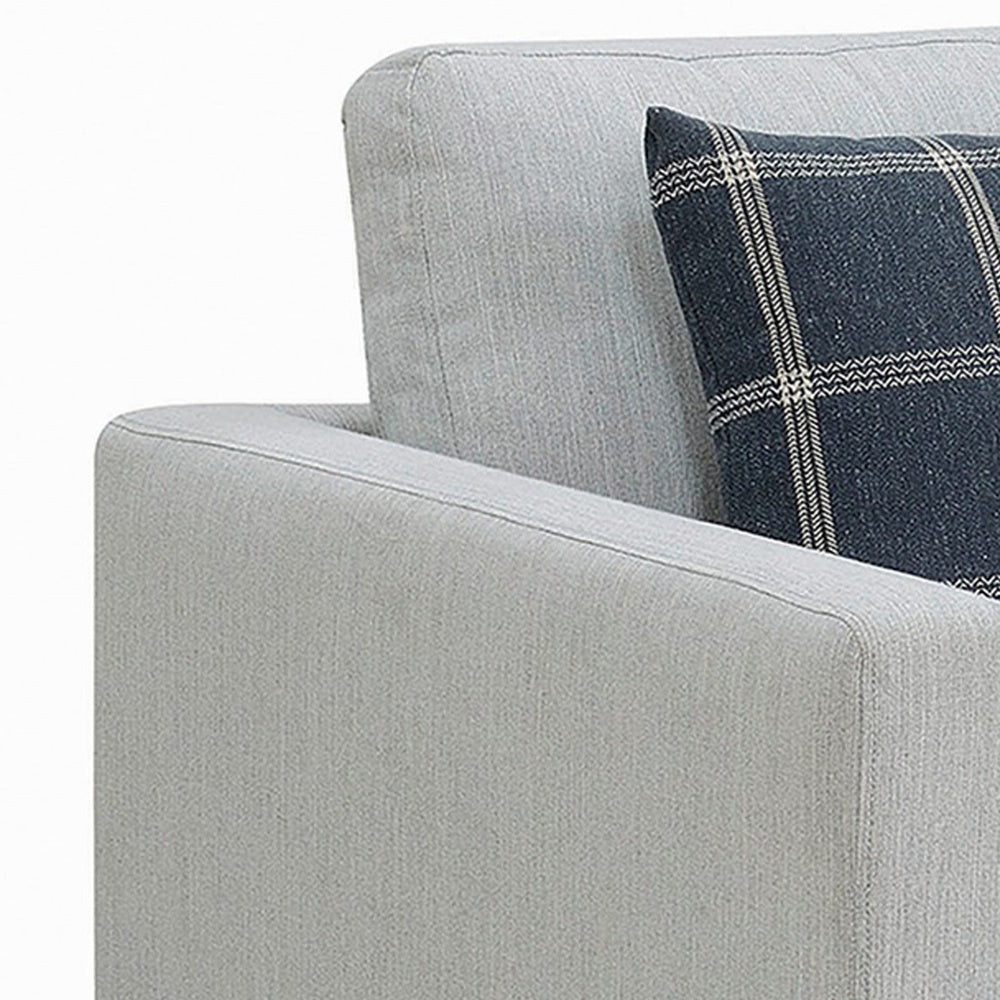 Fabric Upholstered Arm Chair with Reversible Cushions and Pillows, Gray  - BM233245