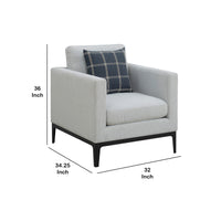 Fabric Upholstered Arm Chair with Reversible Cushions and Pillows, Gray  - BM233245