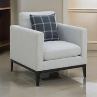 Fabric Upholstered Arm Chair with Reversible Cushions and Pillows, Gray  - BM233245