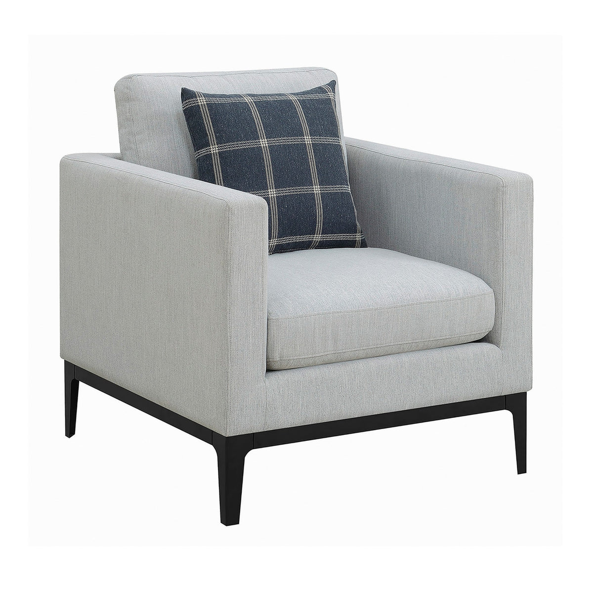 Fabric Upholstered Arm Chair with Reversible Cushions and Pillows, Gray  - BM233245