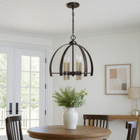 Metal Chandelier with 4 Candelabra Holders, Black and Gold - BM233274