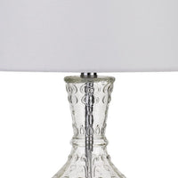 150 Watt Textured Glass Base Table Lamp, White and Clear  - BM233332