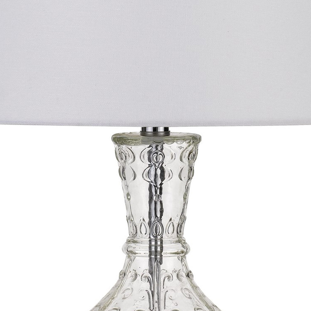 150 Watt Textured Glass Base Table Lamp, White and Clear  - BM233332