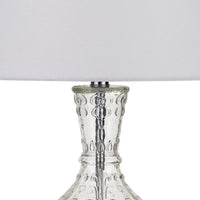 150 Watt Textured Glass Base Table Lamp, White and Clear  - BM233332