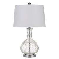 150 Watt Textured Glass Base Table Lamp, White and Clear  - BM233332
