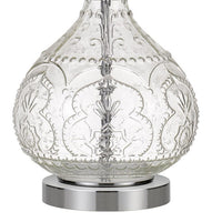 150 Watt Textured Glass Base Table Lamp, White and Clear  - BM233332