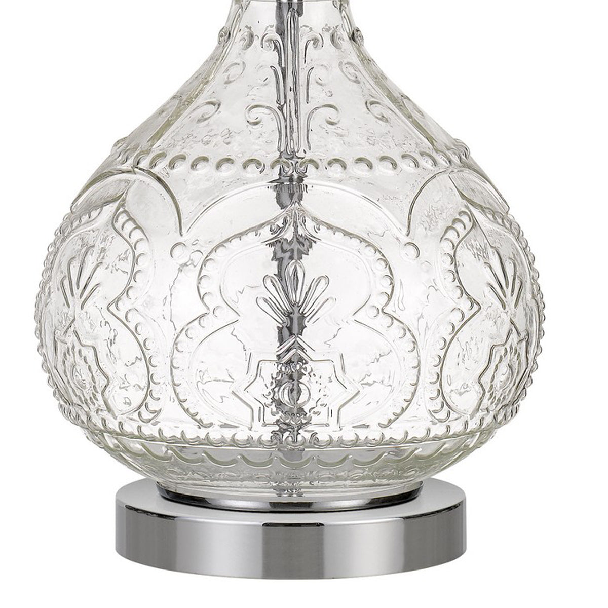 150 Watt Textured Glass Base Table Lamp, White and Clear  - BM233332