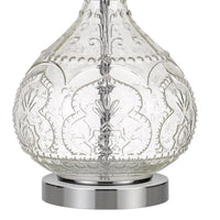 150 Watt Textured Glass Base Table Lamp, White and Clear  - BM233332