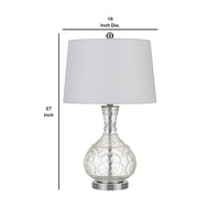 150 Watt Textured Glass Base Table Lamp, White and Clear  - BM233332