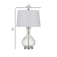 150 Watt Textured Glass Base Table Lamp, White and Clear  - BM233332