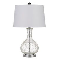150 Watt Textured Glass Base Table Lamp, White and Clear  - BM233332