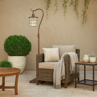 60 Inch Metal Downbridge Design Floor Lamp with Caged Shade, Rustic Bronze - BM233409