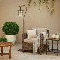 60 Inch Metal Downbridge Design Floor Lamp with Caged Shade, Rustic Bronze - BM233409