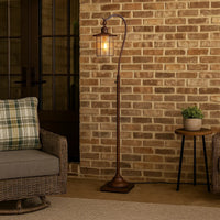 60 Inch Metal Downbridge Design Floor Lamp with Caged Shade, Rustic Bronze - BM233409