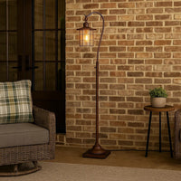 60 Inch Metal Downbridge Design Floor Lamp with Caged Shade, Rustic Bronze - BM233409