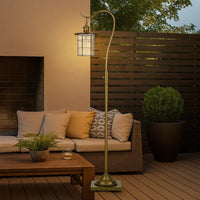 60 Inch Metal Downbridge Design Floor Lamp with Caged Shade, Antique Brass - BM233411