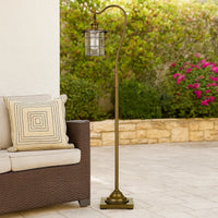 60 Inch Metal Downbridge Design Floor Lamp with Caged Shade, Antique Brass - BM233411