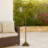 60 Inch Metal Downbridge Design Floor Lamp with Caged Shade, Antique Brass - BM233411