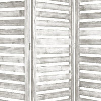3 Panel Foldable Wooden Screen with Slatted Design, Weatherd White - BM233451