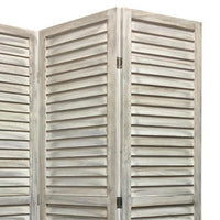 67 Inch 3 Panel Shutter Screen with Fitted Slats, Weathered White - BM233452