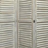 67 Inch 3 Panel Shutter Screen with Fitted Slats, Weathered White - BM233452