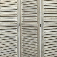 67 Inch 3 Panel Shutter Screen with Fitted Slats, Weathered White - BM233452