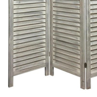 67 Inch 3 Panel Shutter Screen with Fitted Slats, Weathered White - BM233452