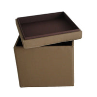 Fabric Covered Storage Ottoman with Button Tufted Lift Top, Set of 2, Brown - BM233458