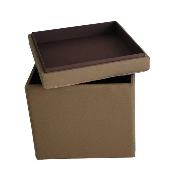 Fabric Covered Storage Ottoman with Button Tufted Lift Top, Set of 2, Brown - BM233458