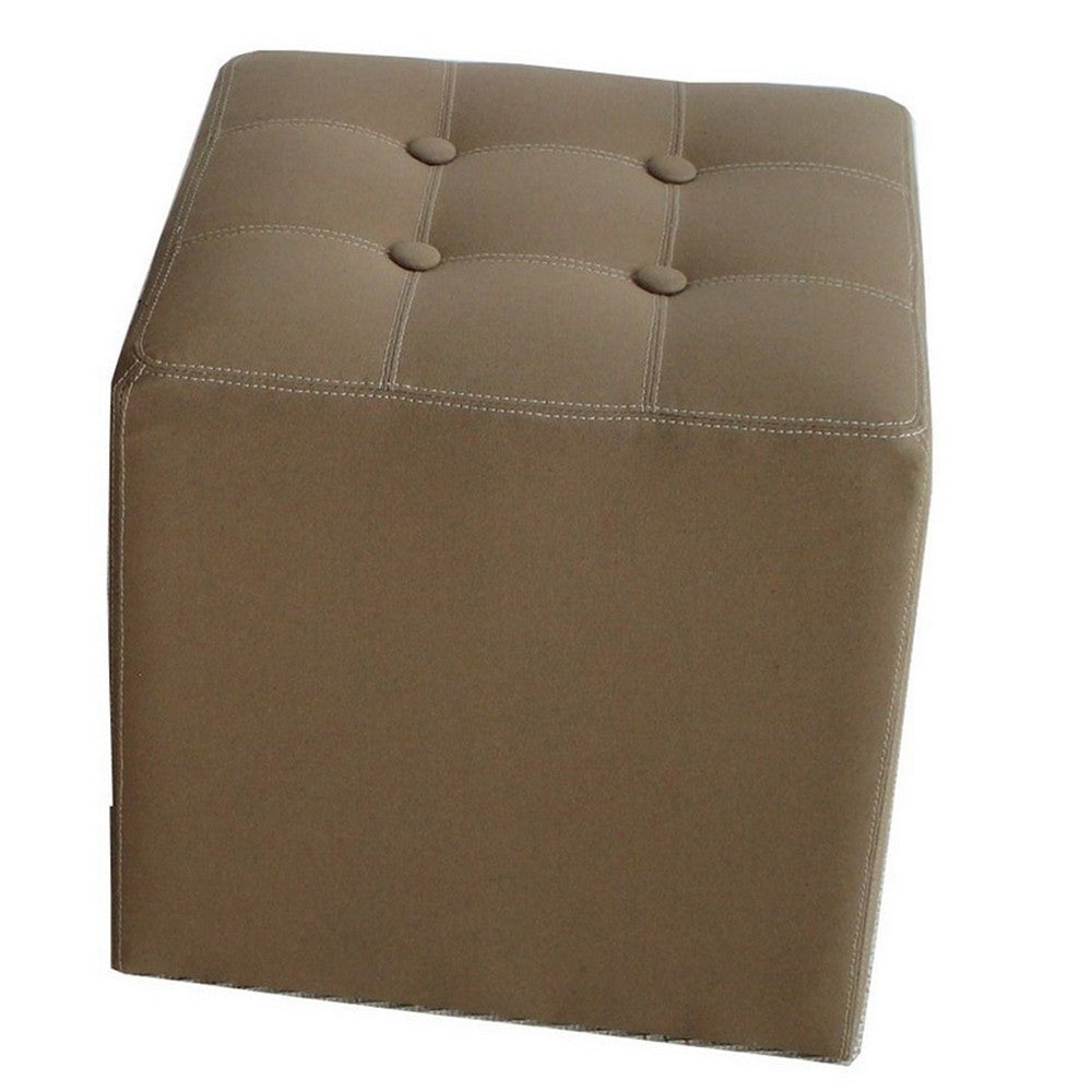 Fabric Covered Storage Ottoman with Button Tufted Lift Top, Set of 2, Brown - BM233458