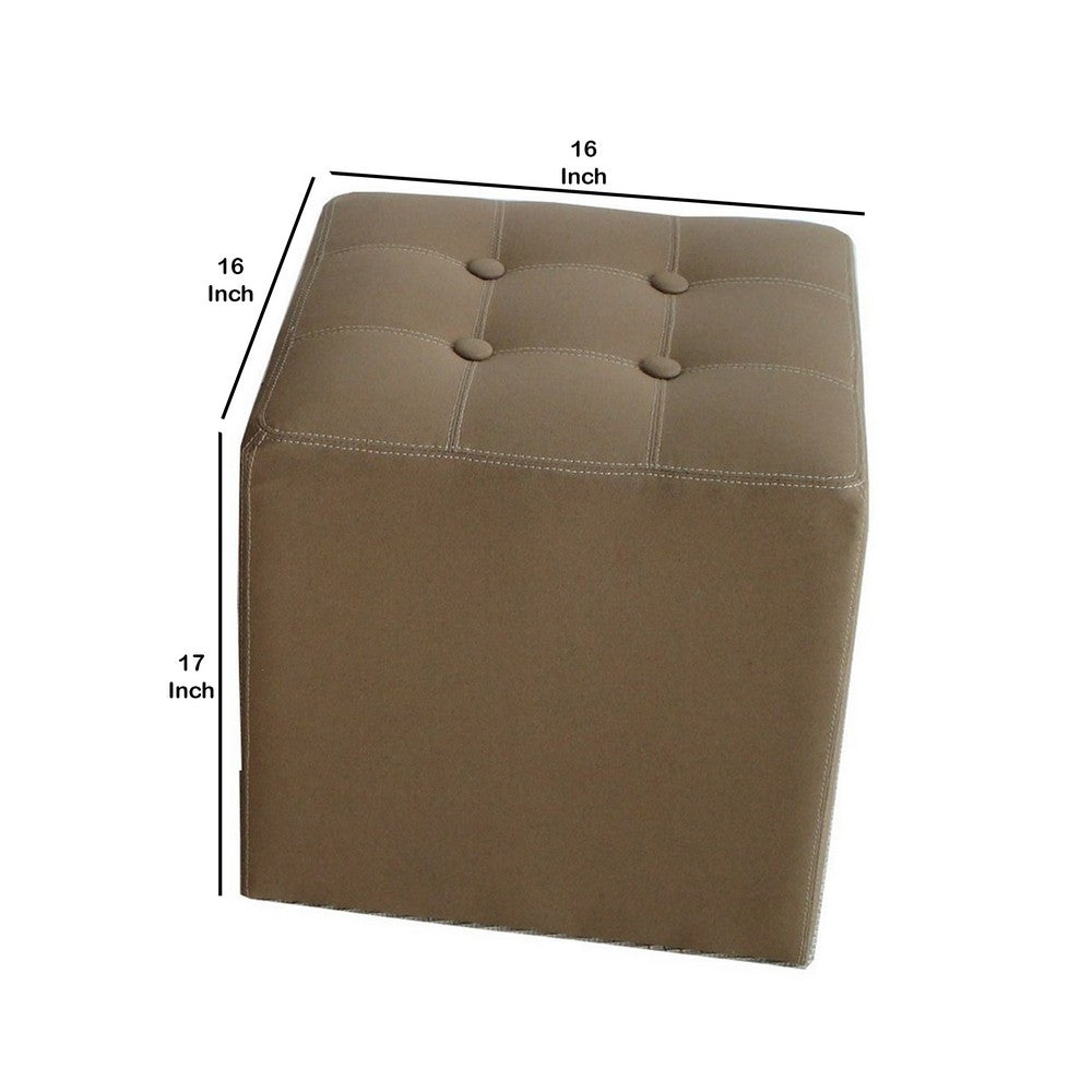 Fabric Covered Storage Ottoman with Button Tufted Lift Top, Set of 2, Brown - BM233458