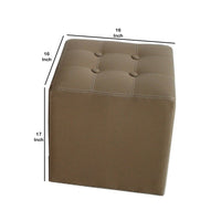 Fabric Covered Storage Ottoman with Button Tufted Lift Top, Set of 2, Brown - BM233458