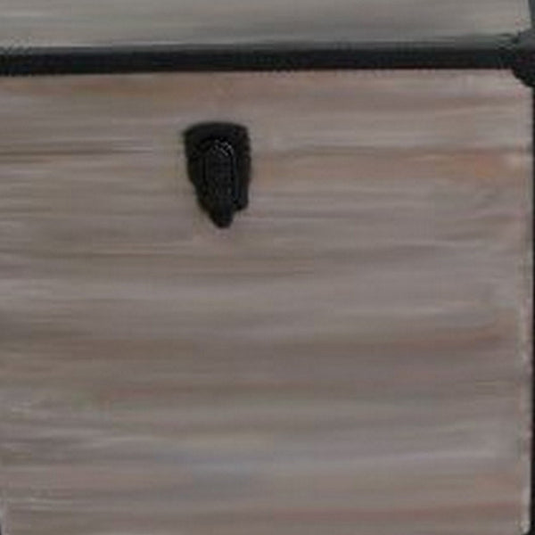 Distressed Wood Square Trunk with Metal Frame Support, Set of 2, Gray - BM233460