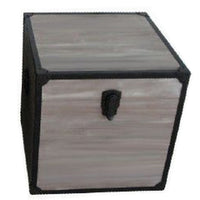 Distressed Wood Square Trunk with Metal Frame Support, Set of 2, Gray - BM233460